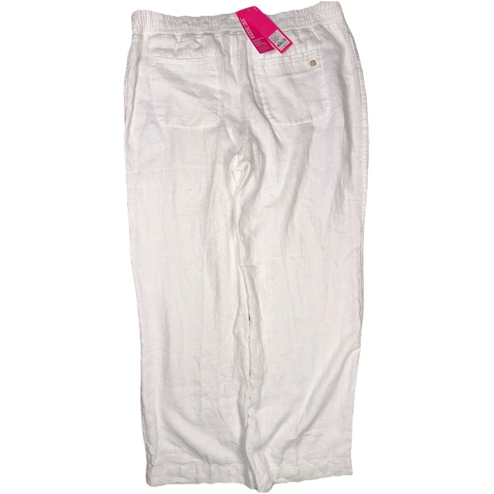 New Lilly Pulitzer 30" Deri Linen Palazzo Pants Size XL in Resort White Solid - Picture 2 of 8